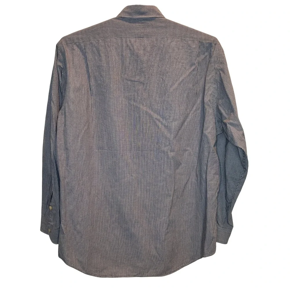 Polo‎ Ralph Lauren Crane Button Down Shirt L Men's Navy Blue Micro Check Cotton